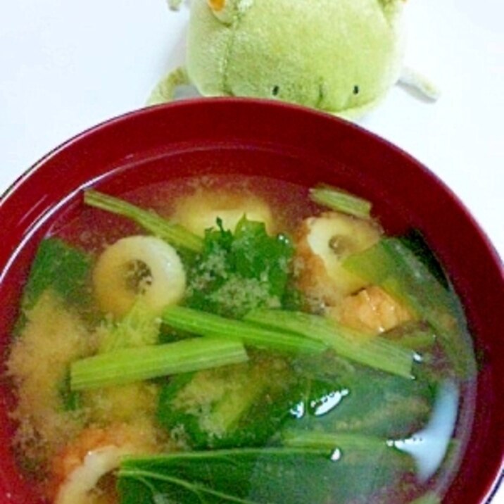 緑の野菜★小松菜とちくわの味噌汁